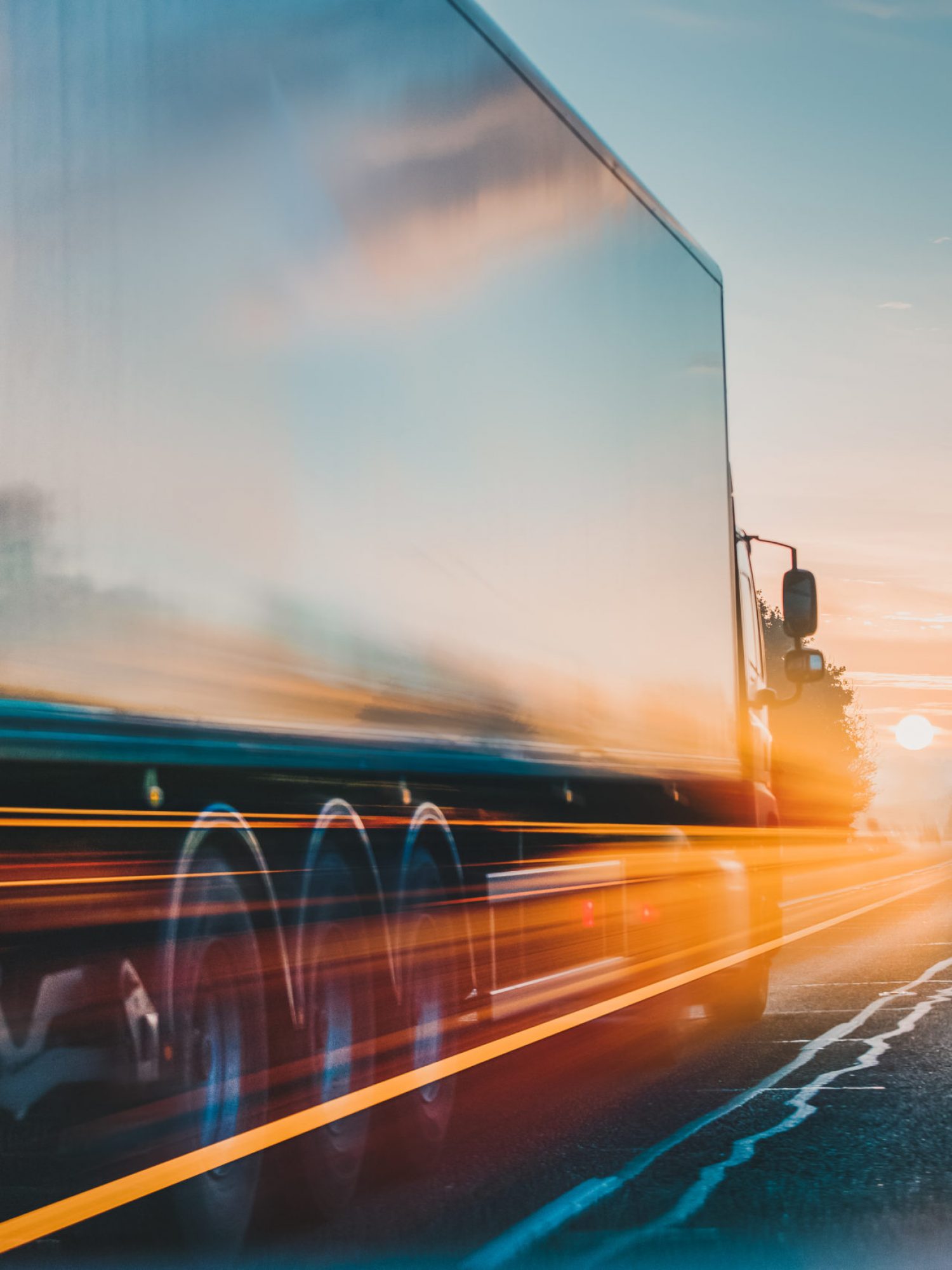 Red Lorry on M1 motorway in motion near London